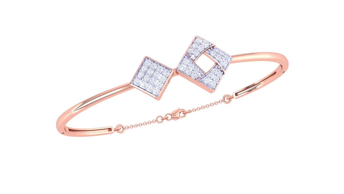 Interlock Square Bracelet In Polished Gold – 0.39 Ct Sparkling Diamonds