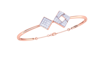 Interlock Square Bracelet In Polished Gold – 0.39 Ct Sparkling Diamonds