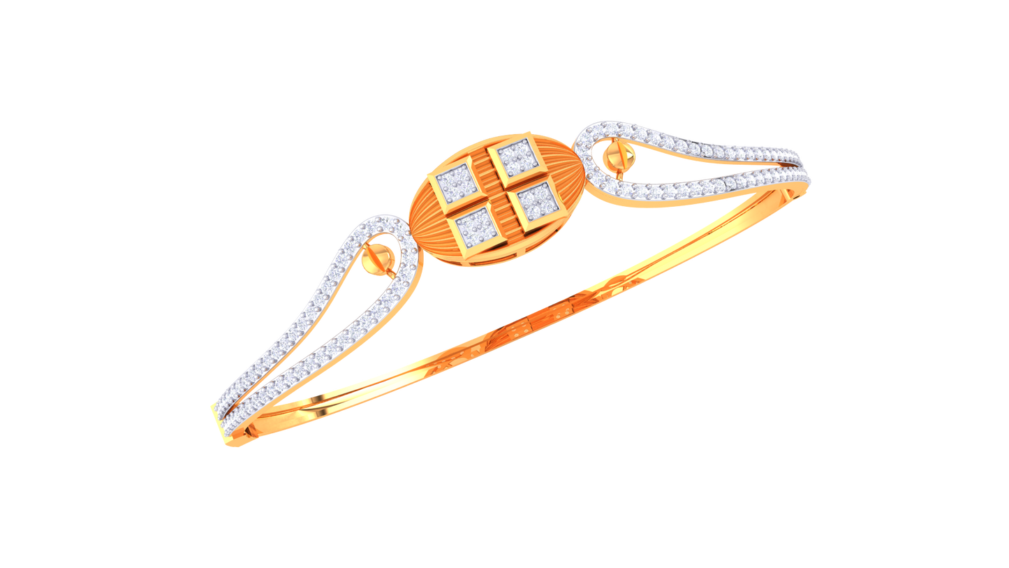 Golden Grid Dual Strand Elegance Bracelet - 0.75 Ct Diamonds