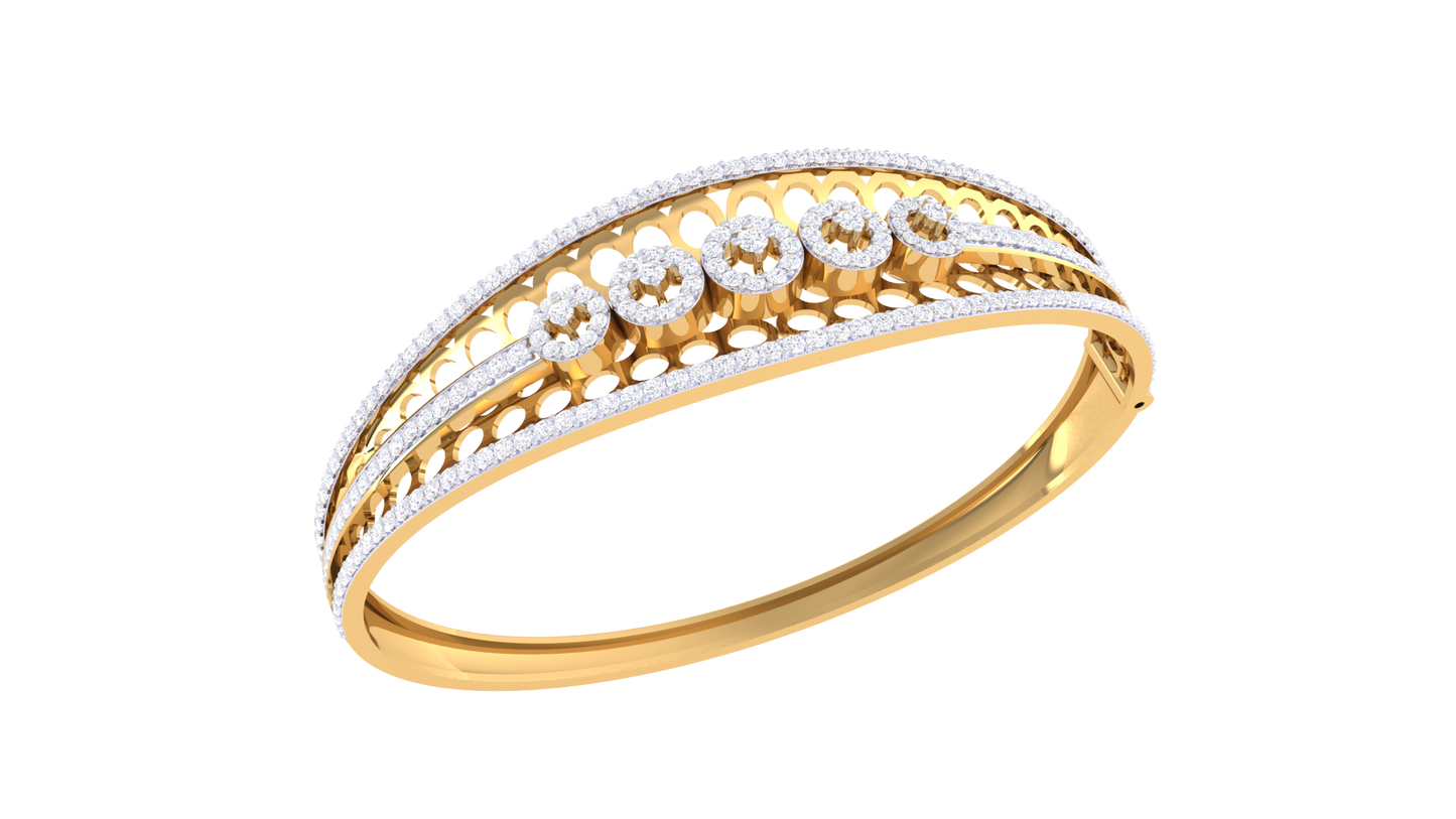 Lattice Gold Bracelet - 1.58 Ct Diamond With Bezel and Border Detailing