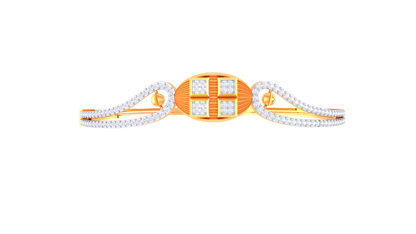 Golden Grid Dual Strand Elegance Bracelet - 0.75 Ct Diamonds