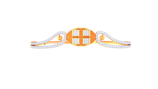 Golden Grid Dual Strand Elegance Bracelet - 0.75 Ct Diamonds