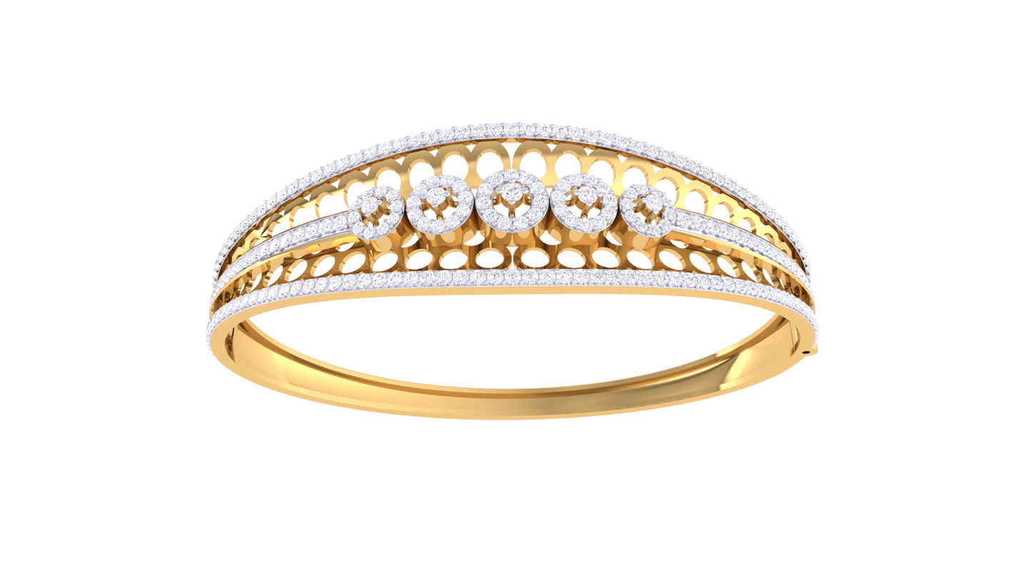 Lattice Gold Bracelet - 1.58 Ct Diamond With Bezel and Border Detailing