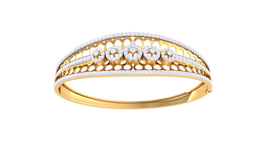 Lattice Gold Bracelet - 1.58 Ct Diamond With Bezel and Border Detailing