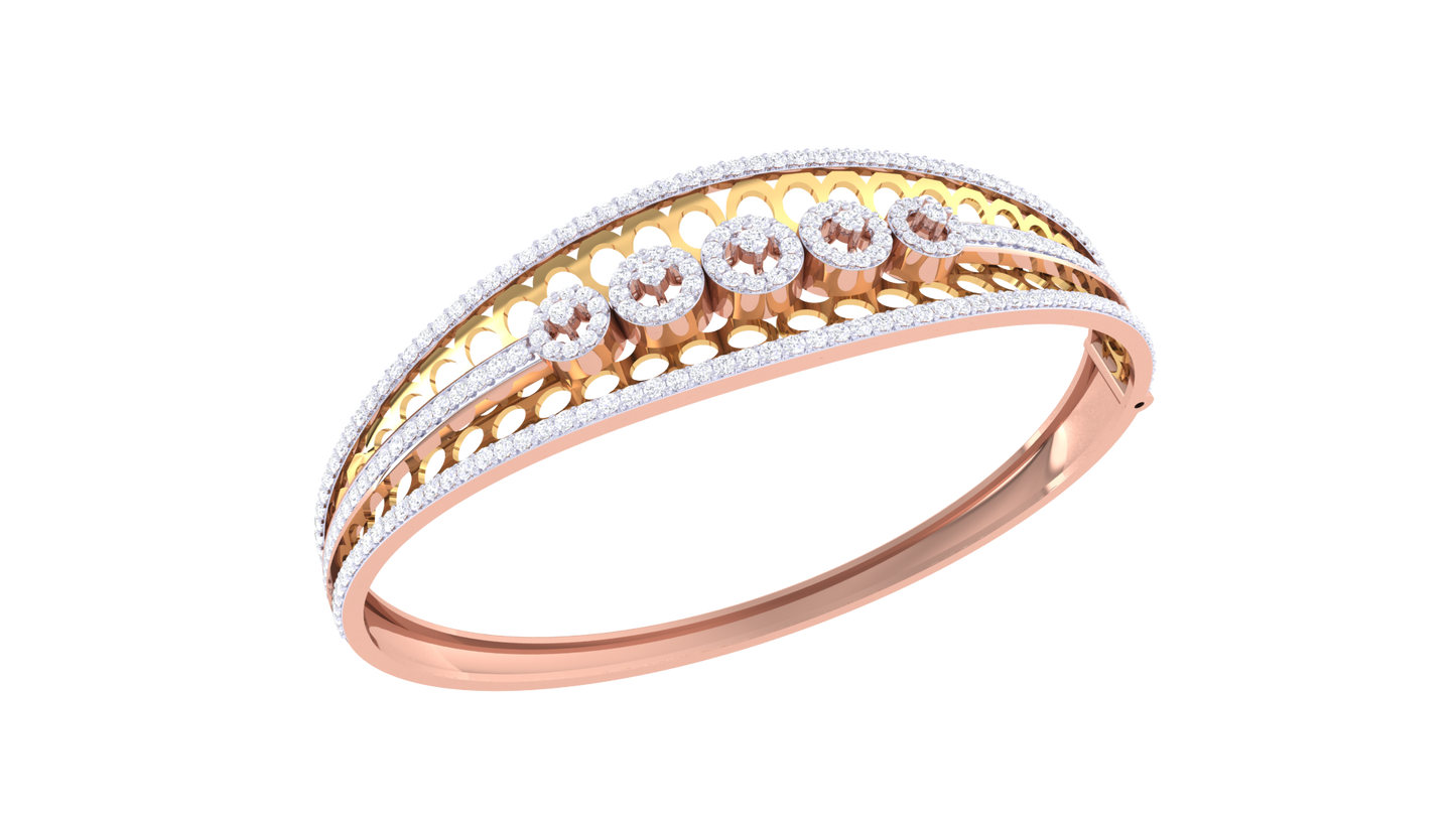 Lattice Gold Bracelet - 1.58 Ct Diamond With Bezel and Border Detailing