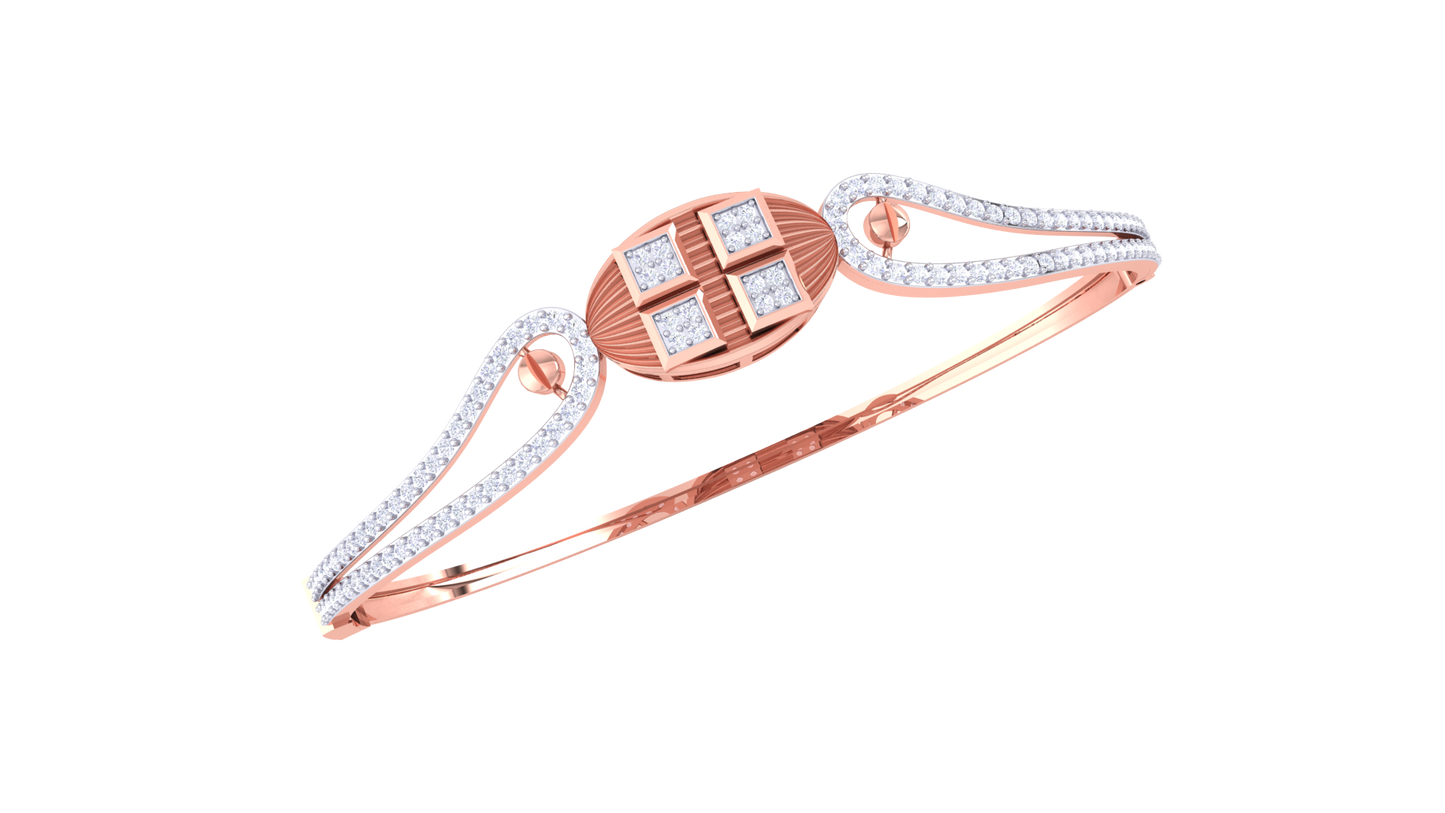 Golden Grid Dual Strand Elegance Bracelet - 0.75 Ct Diamonds