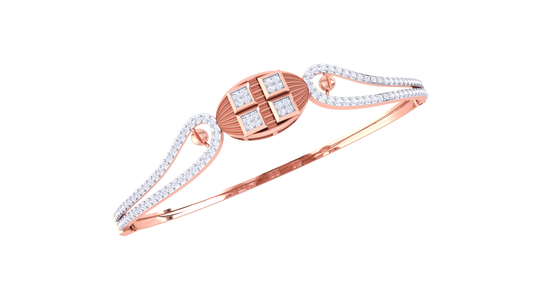 Golden Grid Dual Strand Elegance Bracelet - 0.75 Ct Diamonds