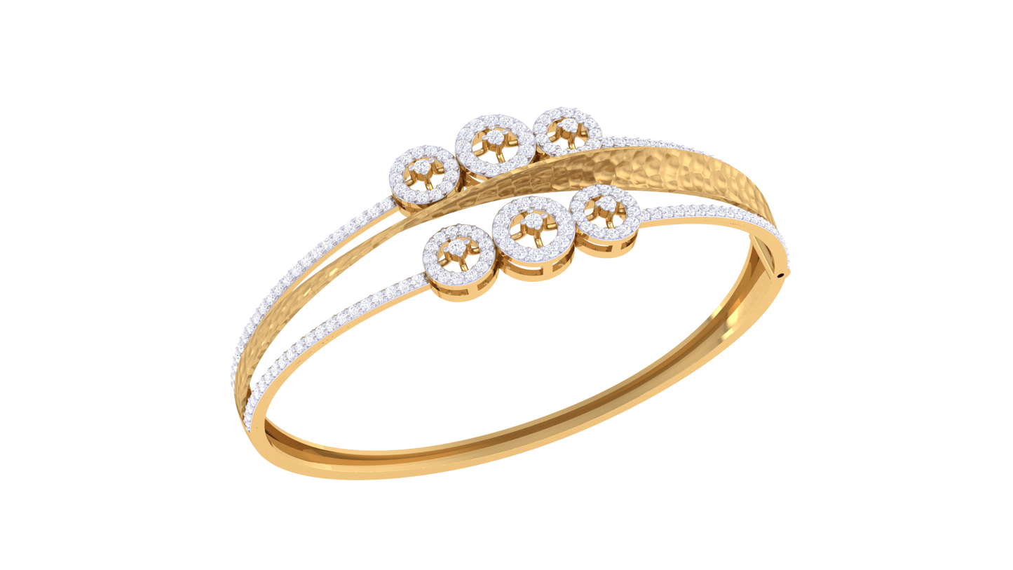 Six-Cluster Gleaming Gold Bracelet - 1.39 Ct Diamond Detailing
