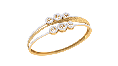 Six-Cluster Gleaming Gold Bracelet - 1.39 Ct Diamond Detailing