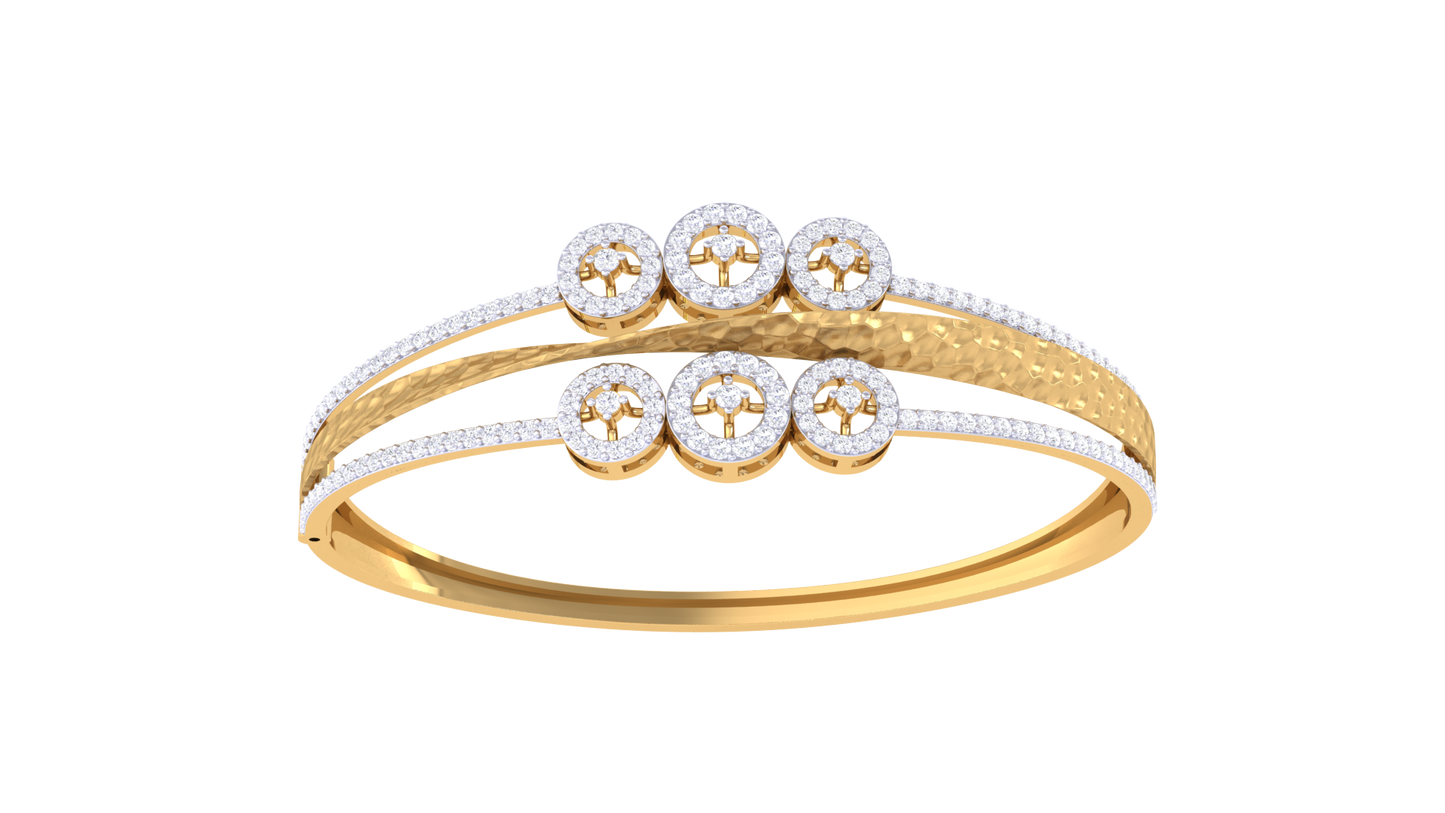 Six-Cluster Gleaming Gold Bracelet - 1.39 Ct Diamond Detailing