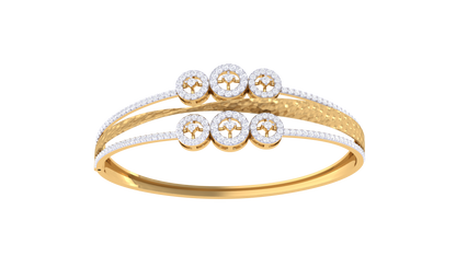 Six-Cluster Gleaming Gold Bracelet - 1.39 Ct Diamond Detailing