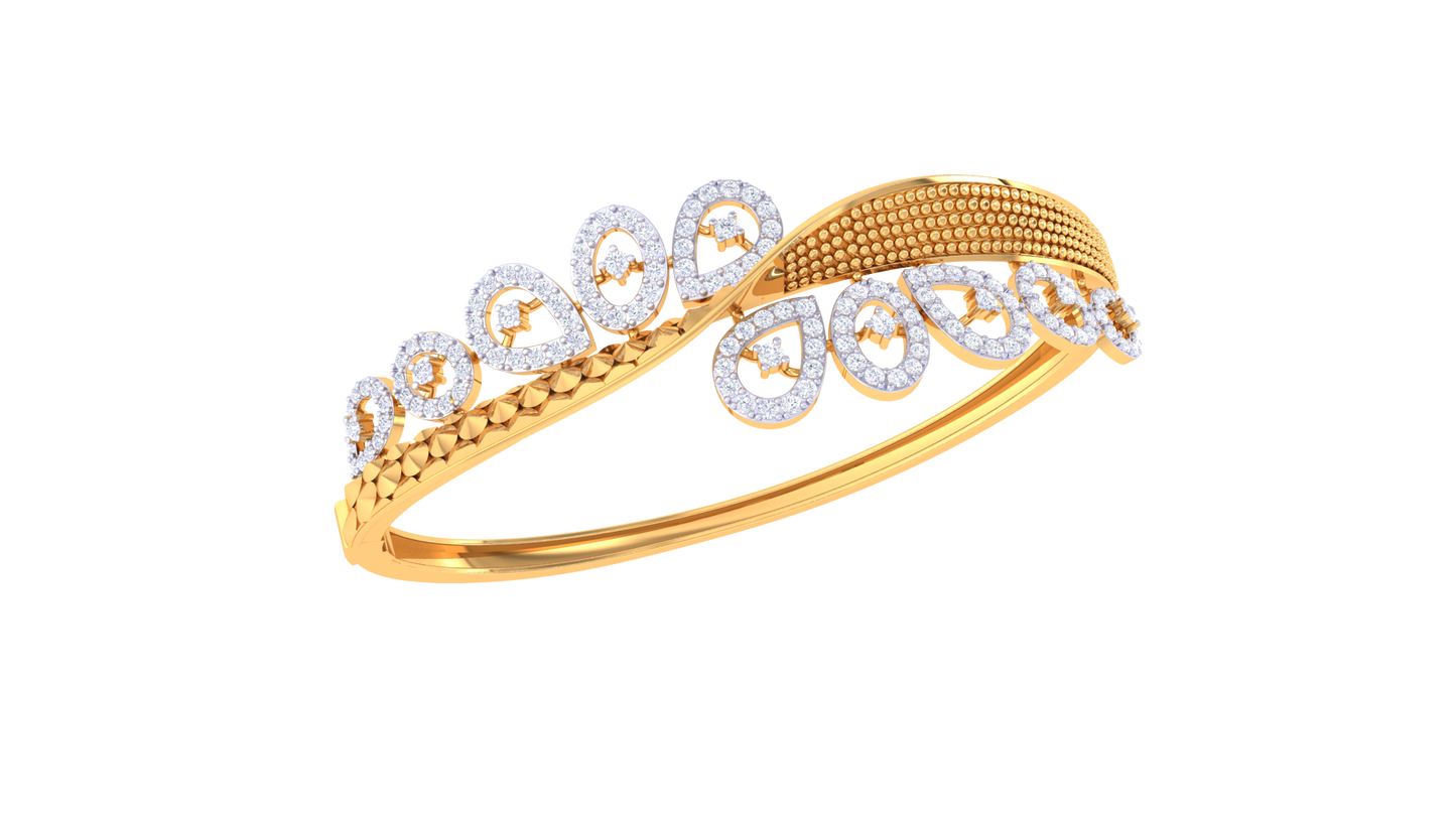Orbital Petal Arc Diamond and Gold bracelet - 1.35 Ct