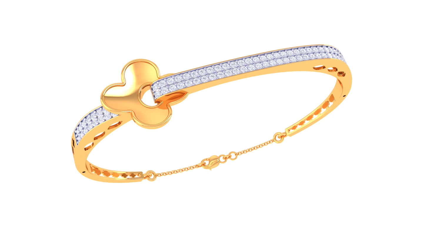 Clover Radiance Bracelet In Luminous Gold – 0.84 Ct Dazzling Diamonds