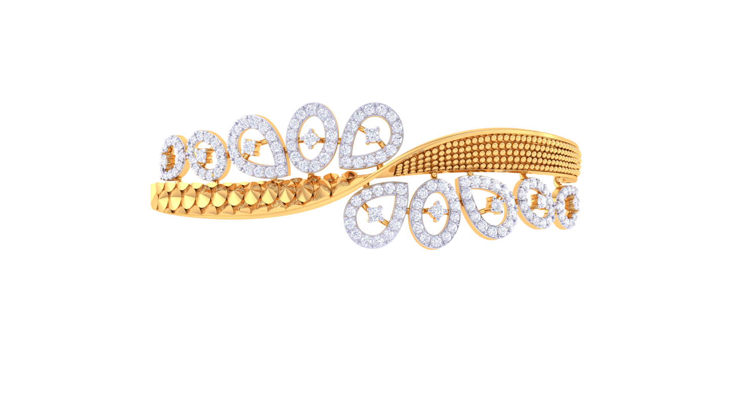 Orbital Petal Arc Diamond and Gold bracelet - 1.35 Ct