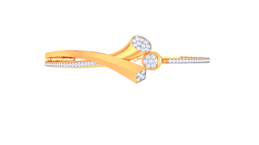 Oval & Rectangle Harmony Intersect Gold Bracelet - 0.50 Ct Diamonds