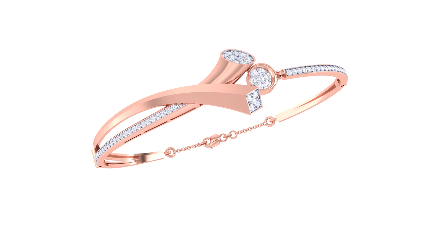 Oval & Rectangle Harmony Intersect Gold Bracelet - 0.50 Ct Diamonds