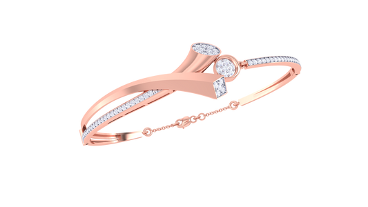 Oval & Rectangle Harmony Intersect Gold Bracelet - 0.50 Ct Diamonds