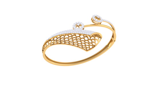 Lattice-Curve Rose Gold Bracelet - 1.36 Ct Diamond Clusters