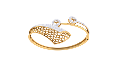 Lattice-Curve Rose Gold Bracelet - 1.36 Ct Diamond Clusters