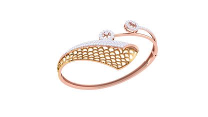 Lattice-Curve Rose Gold Bracelet - 1.36 Ct Diamond Clusters