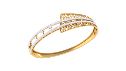 Filigree Bracelet In lustrous Gold - 1.36 Ct Twin Rows Diamonds