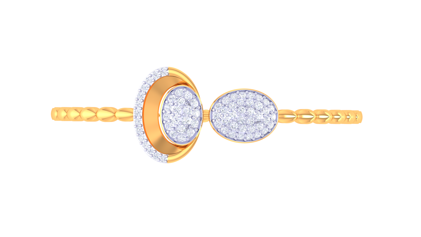 Dual Oval polished Gold Bracelet – 0.65 Ct Sparkling Diamonds