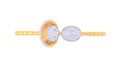 Dual Oval polished Gold Bracelet – 0.65 Ct Sparkling Diamonds