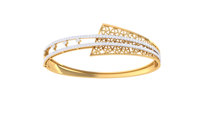 Filigree Bracelet In lustrous Gold - 1.36 Ct Twin Rows Diamonds