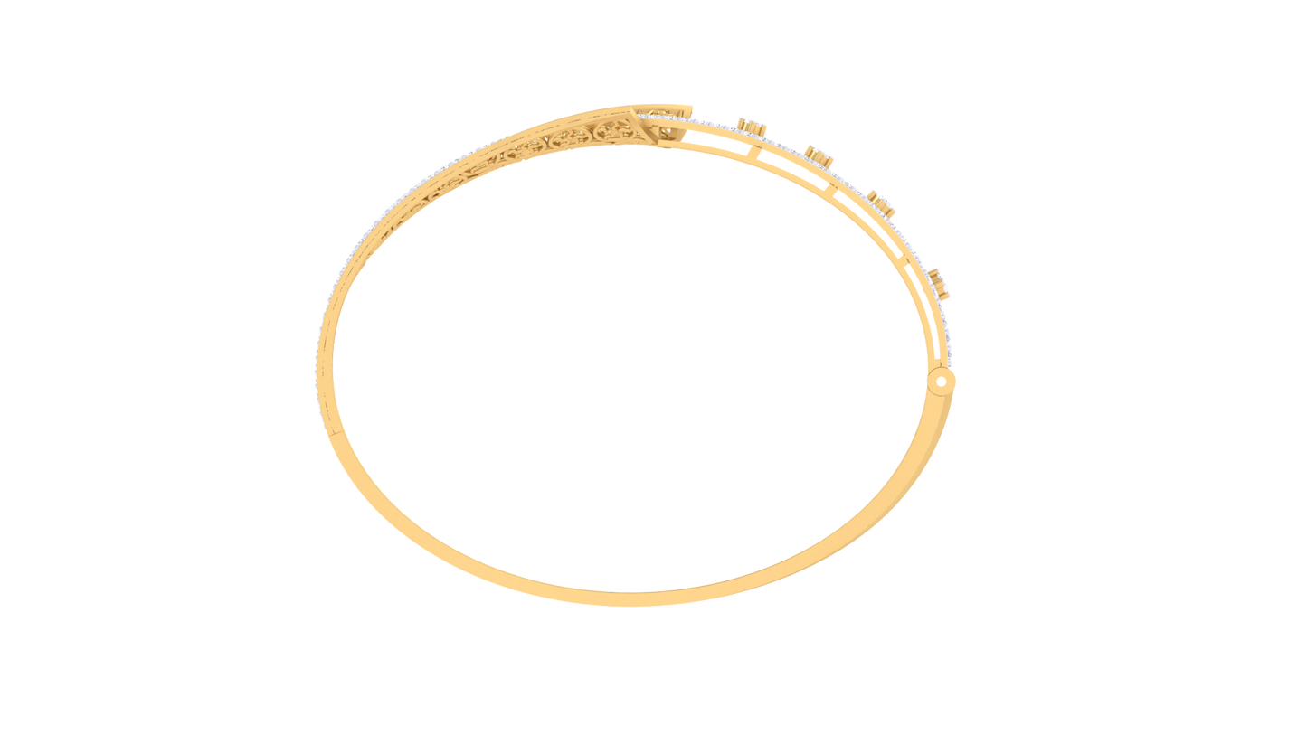 Filigree Bracelet In lustrous Gold - 1.36 Ct Twin Rows Diamonds