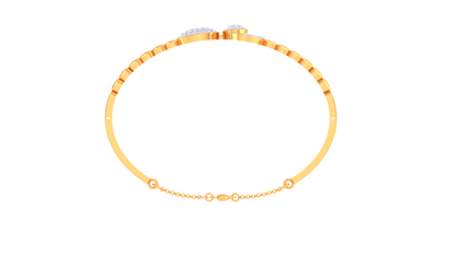 Dual Oval polished Gold Bracelet – 0.65 Ct Sparkling Diamonds