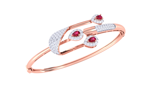 Crimson Halo Rose Gold Bracelet - 0.79 Ct Brilliant Diamonds