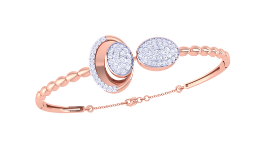 Dual Oval polished Gold Bracelet – 0.65 Ct Sparkling Diamonds