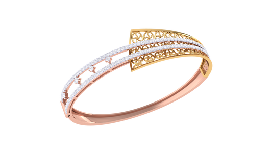 Filigree Bracelet In lustrous Gold - 1.36 Ct Twin Rows Diamonds