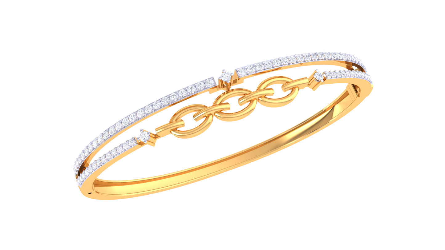 0.86 - Elegant Orbit Gold and Diamond Bracelet