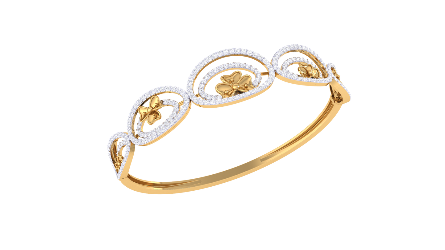 Trio Bloom Gold Bracelet - 1.51 Ct Diamond Halo Accents