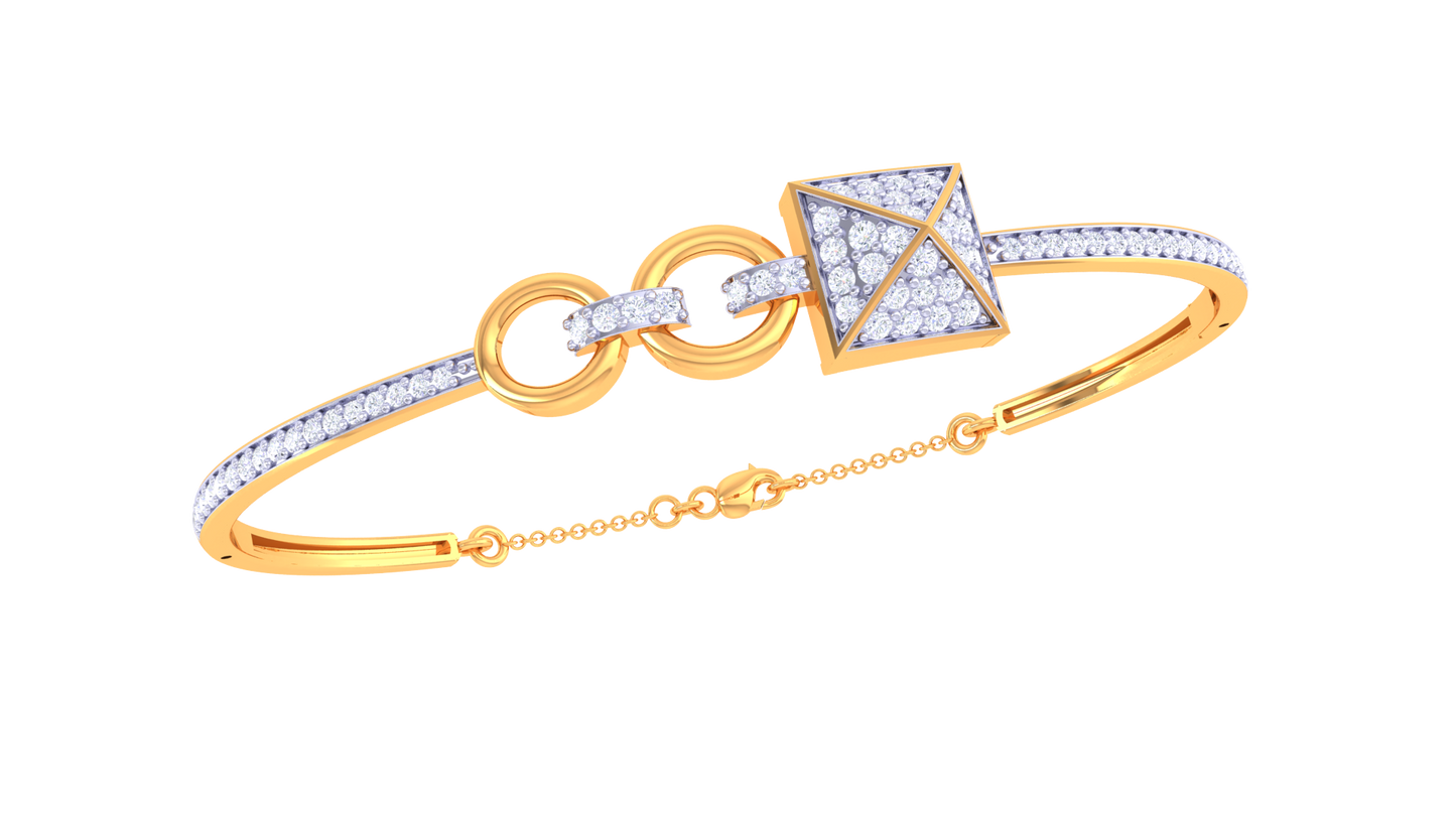 Pyramid Link Radiant Gold Bracelet – 0.67 Ct Sparkling Diamonds