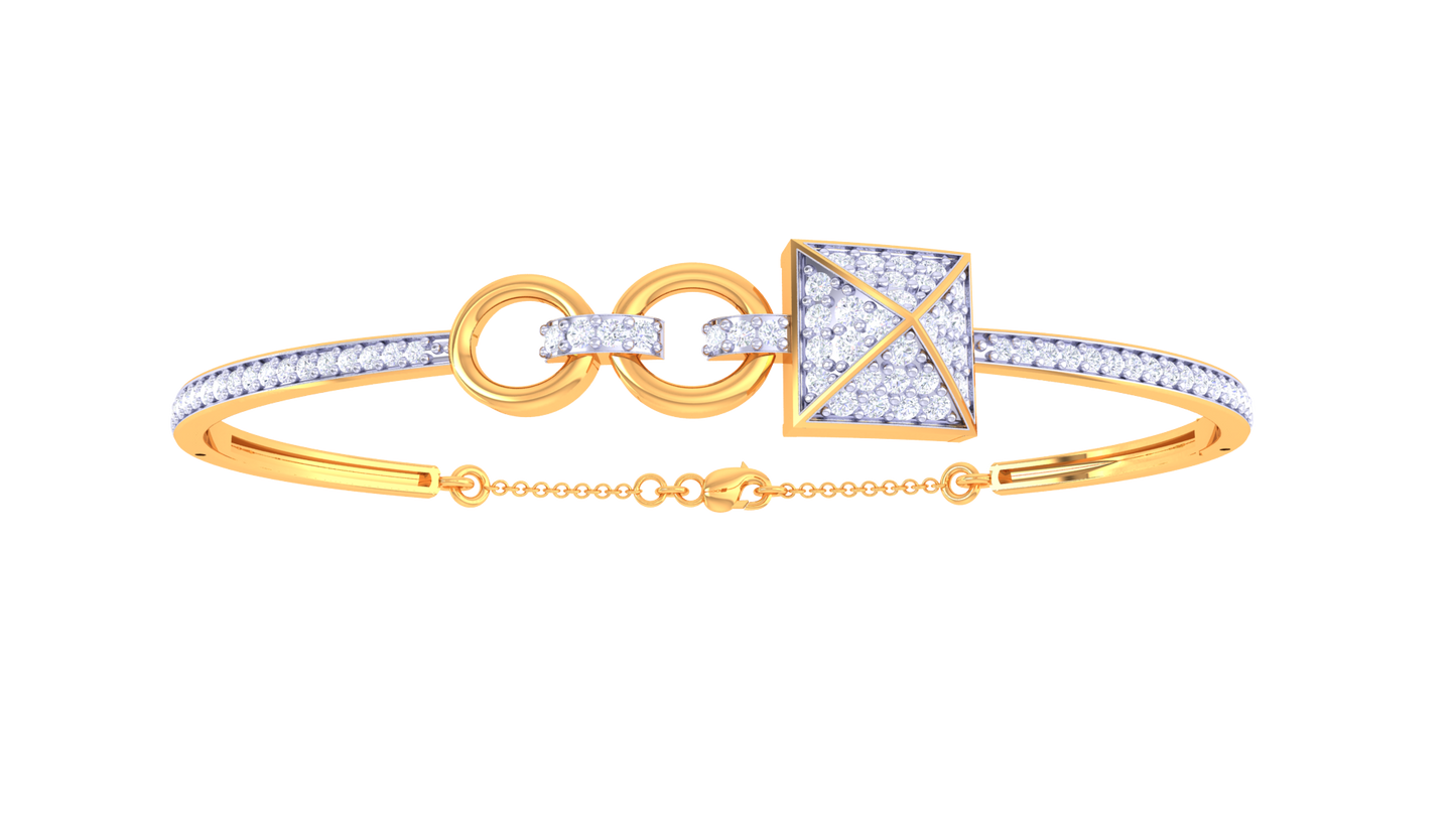 Pyramid Link Radiant Gold Bracelet – 0.67 Ct Sparkling Diamonds