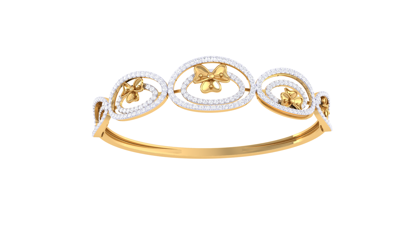 Trio Bloom Gold Bracelet - 1.51 Ct Diamond Halo Accents