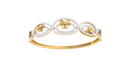 Trio Bloom Gold Bracelet - 1.51 Ct Diamond Halo Accents