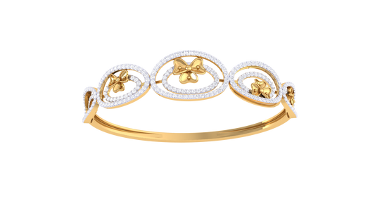 Trio Bloom Gold Bracelet - 1.51 Ct Diamond Halo Accents
