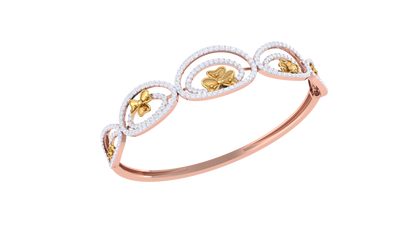 Trio Bloom Gold Bracelet - 1.51 Ct Diamond Halo Accents