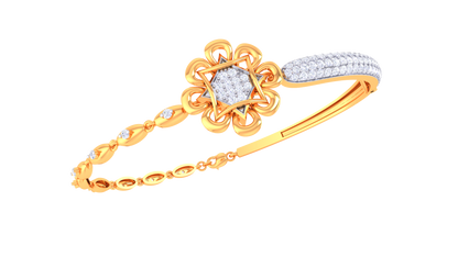 Floral Embrace Bracelet In Gold – 0.95 Ct Square Cluster Diamonds