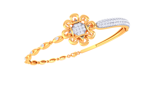 Floral Embrace Bracelet In Gold – 0.95 Ct Square Cluster Diamonds