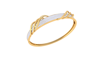 Twisted Wave Bracelet In Yellow Gold - 1.64 Ct Brilliant Round Diamonds