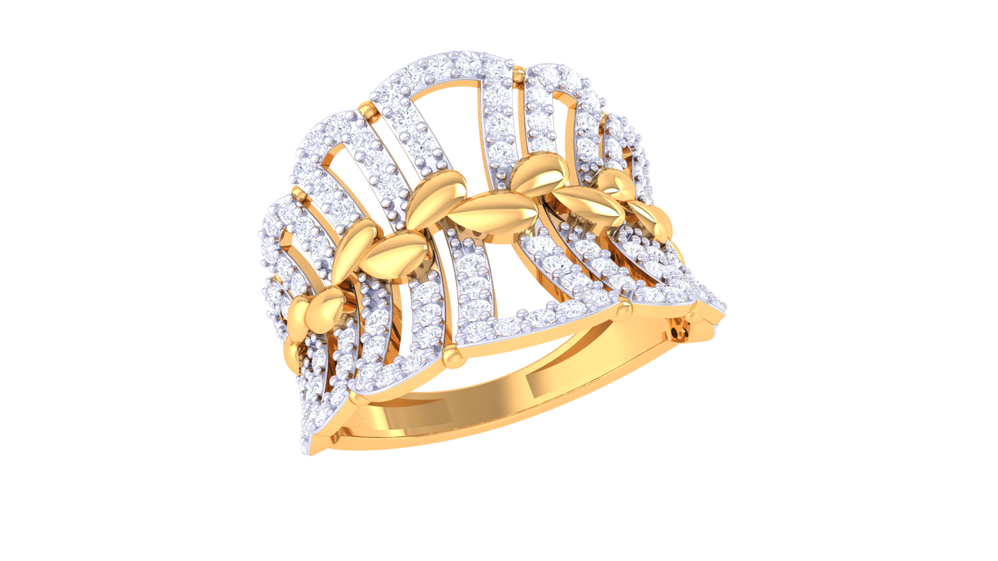 Lumiere Golden Lattice Ring – 0.72 Ct Brilliance Cut Diamonds