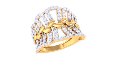 Lumiere Golden Lattice Ring – 0.72 Ct Brilliance Cut Diamonds