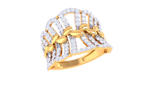 Lumiere Golden Lattice Ring – 0.72 Ct Brilliance Cut Diamonds