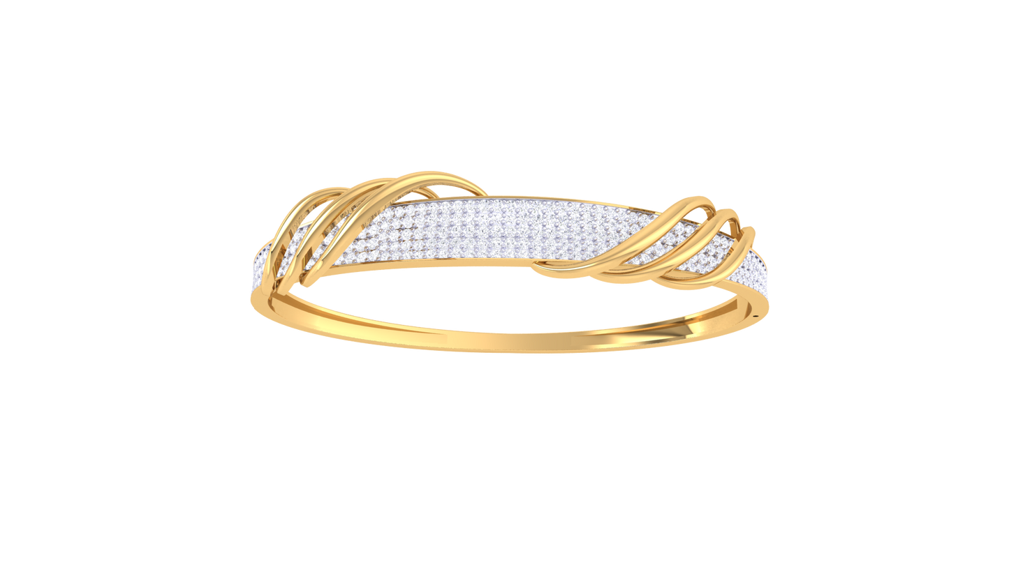 Twisted Wave Bracelet In Yellow Gold - 1.64 Ct Brilliant Round Diamonds