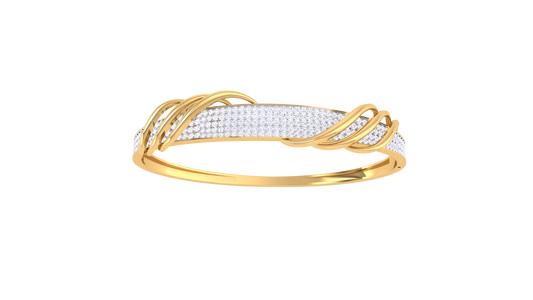 Twisted Wave Bracelet In Yellow Gold - 1.64 Ct Brilliant Round Diamonds