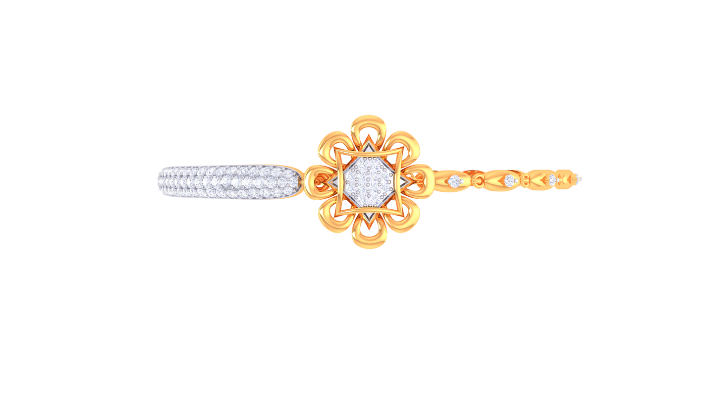 Floral Embrace Bracelet In Gold – 0.95 Ct Square Cluster Diamonds